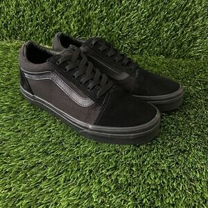 Vans Old Skool Sneaker Shoe Triple Black Suede Canvas Youth Size 3 Sk8